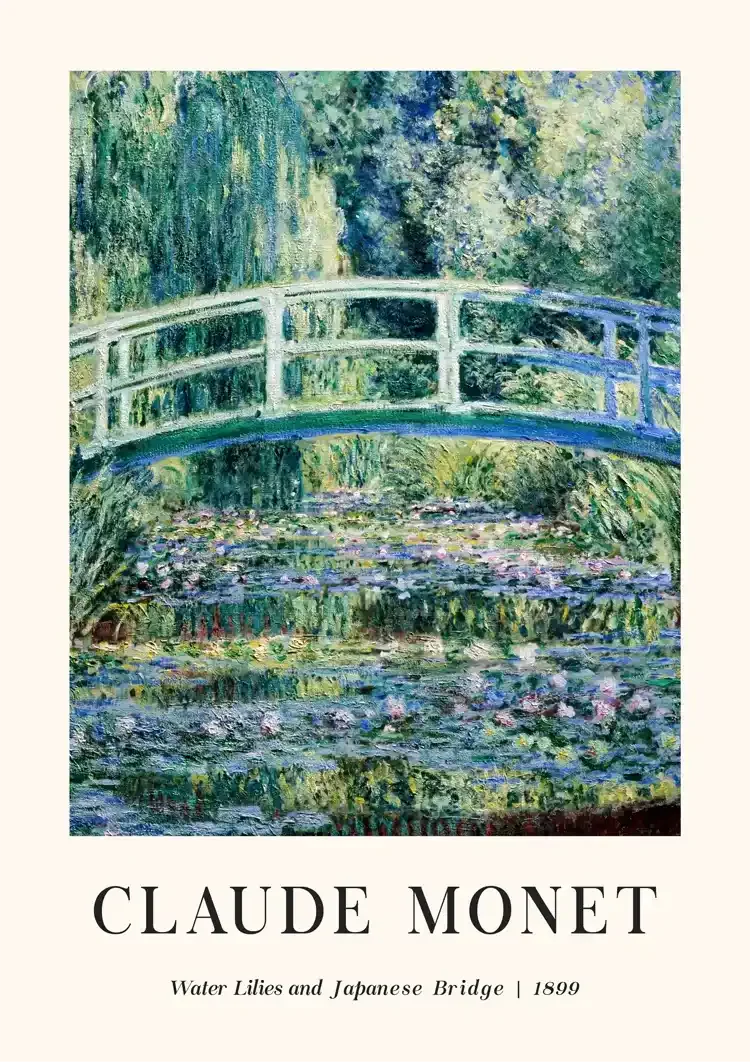 Claude Monet Waterlelies en Japanse Brug Impressionistisch Vijver Schilderij