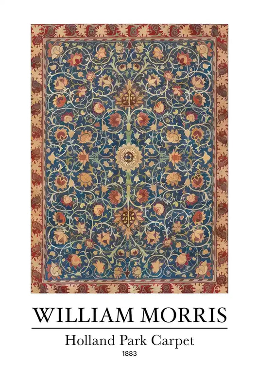 William Morris Holland Park canvas schilderij met een tapijtmotief in groen en bruin