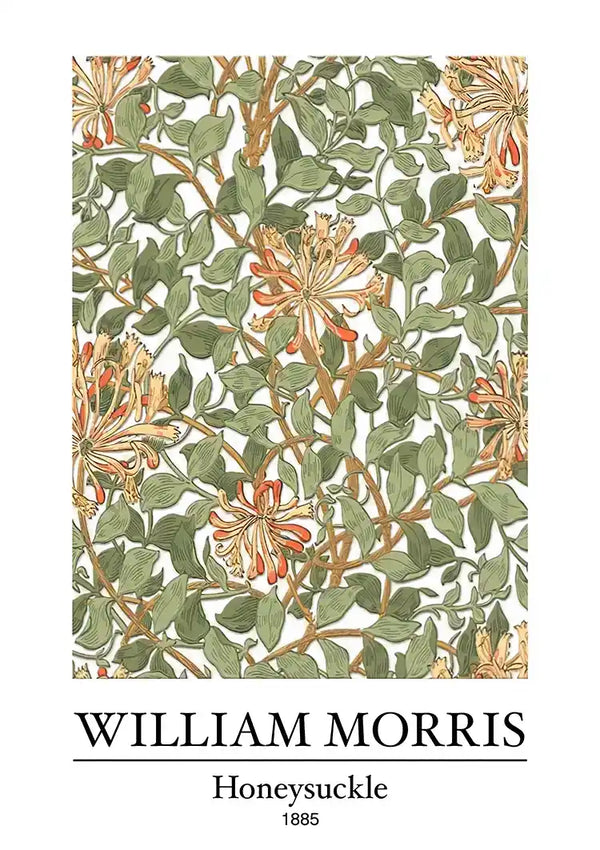 William Morris Geißblatt Botanisches Muster Grüne Blätter Gemälde
