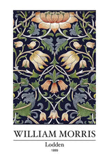 William Morris Lodden Kwiaty Ciemnoniebieski Pomarańczowy Zielony Klasyczny wzór Obraz na płótnie