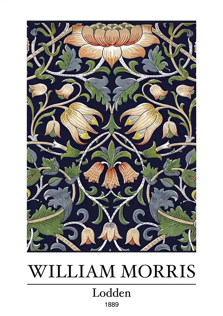 William Morris Lodden Detailliertes Blumenmuster Dunkler Hintergrund Gemälde