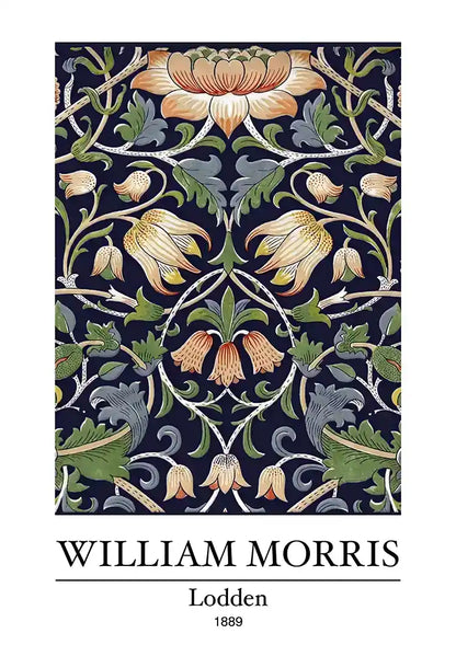 William Morris Lodden Detailliertes Blumenmuster Dunkler Hintergrund Gemälde