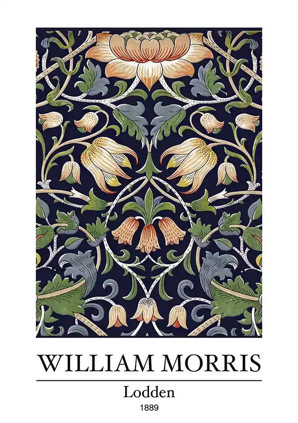 William Morris Lodden Detailliertes Blumenmuster Dunkler Hintergrund Gemälde