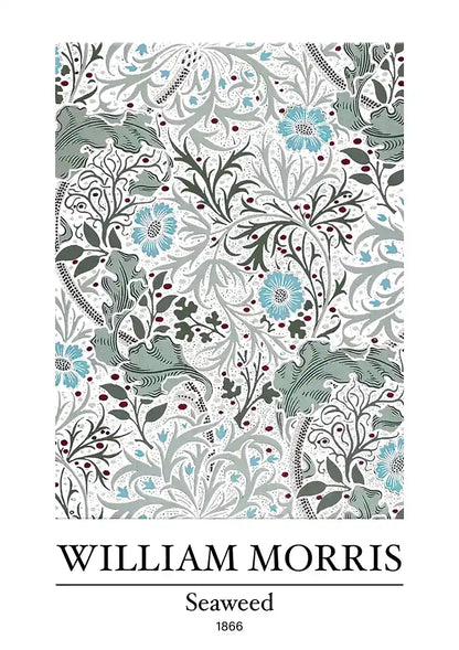 William Morris Seaweed Groen Blauw Botanisch Vloeiend Bloemenpatroon Klassiek Kunst Schilderij