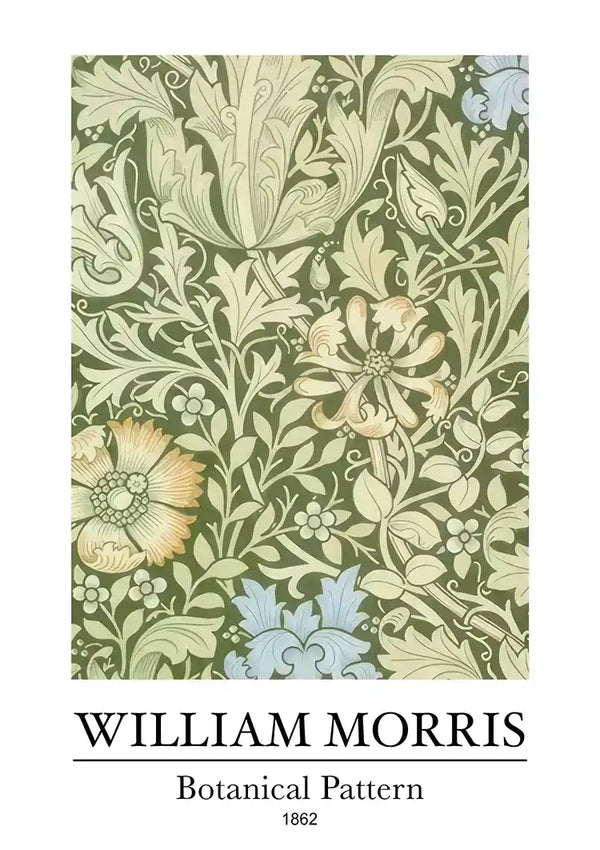 William Morris Botanical Pattern Groen Bladeren Bloemen Klassiek Kunst Schilderij