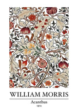 William Morris Acanthus pozostawia terakotową czerwoną botaniczną klasyczną sztukę na płótnie