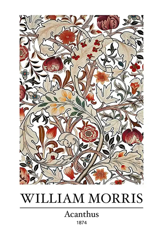 William Morris Acanthus Bladeren Terracotta Rood Botanisch Klassiek Kunst Schilderij