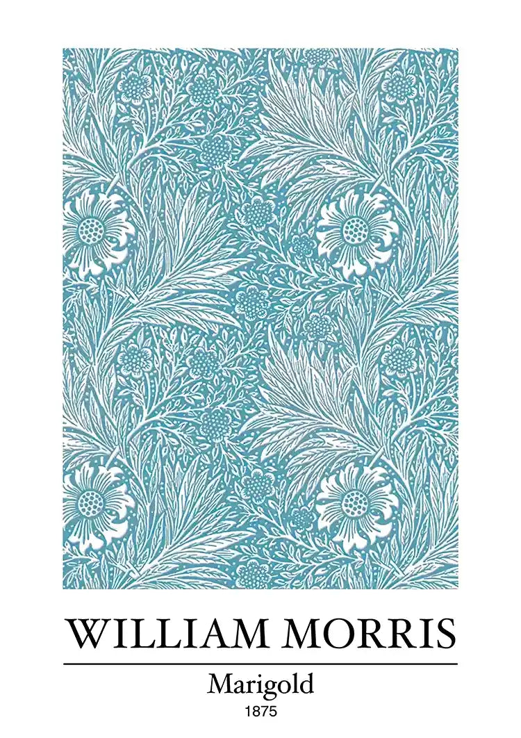 William Morris Ringelblume Türkis Blumenmuster Gemälde