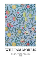 William Morris wzór owocowy kolorowe owoce niebieskie tło Obraz na płótnie