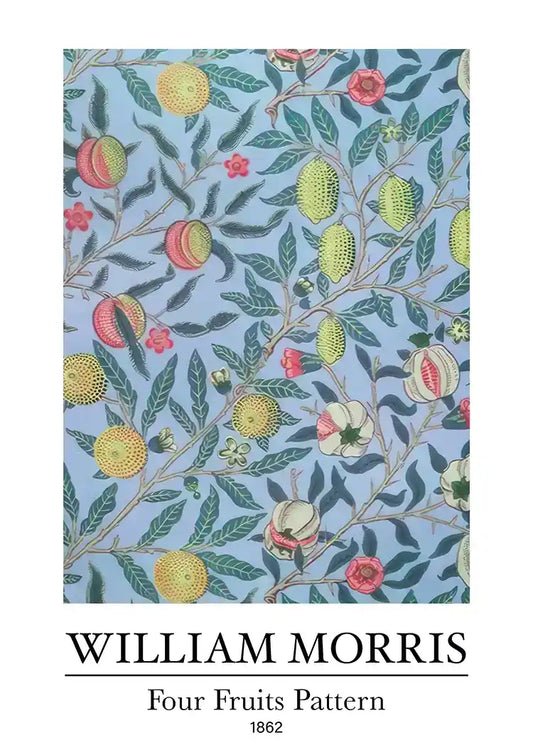 William Morris Obstmuster Bunte Früchte Blauer Hintergrund Gemälde