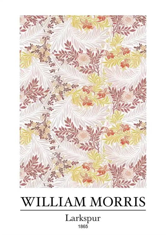 William Morris Larkspur canvas schilderij in roze, rood en geel