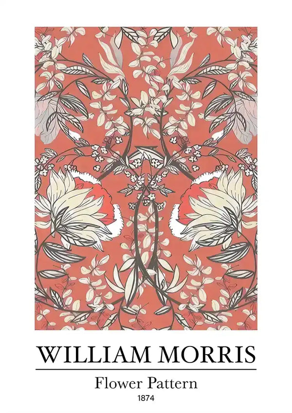 William Morris Blumenmuster Rot Grün Symmetrisches Gemälde
