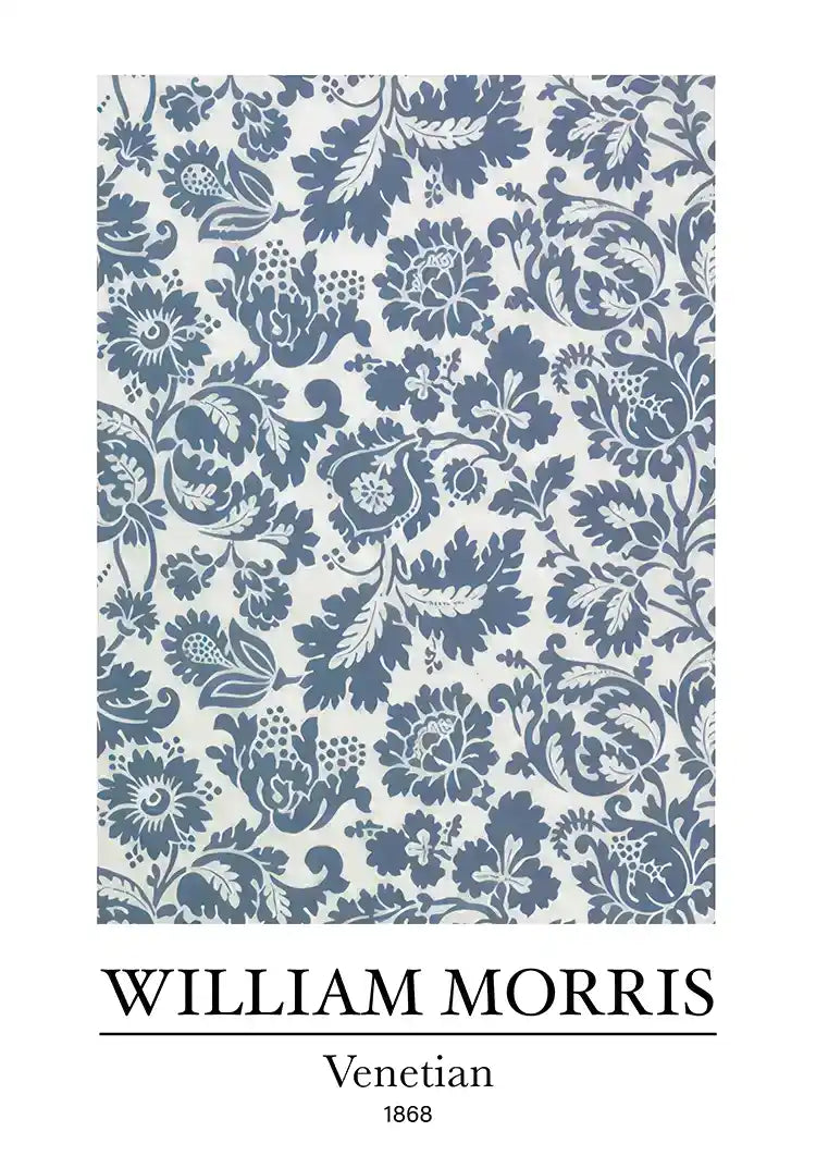 William Morris Venezianisch Blau Weiß Blumenmuster Gemälde