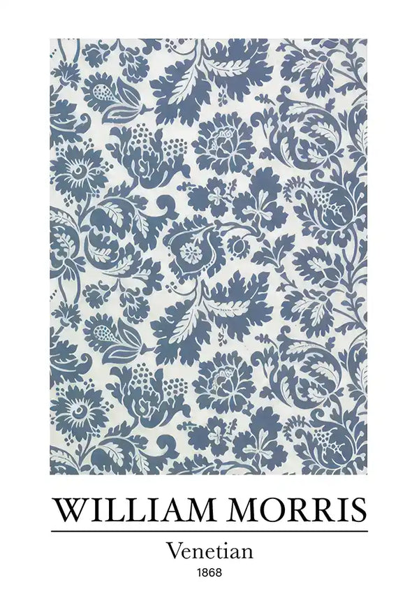 William Morris Venezianisch Blau Weiß Blumenmuster Gemälde