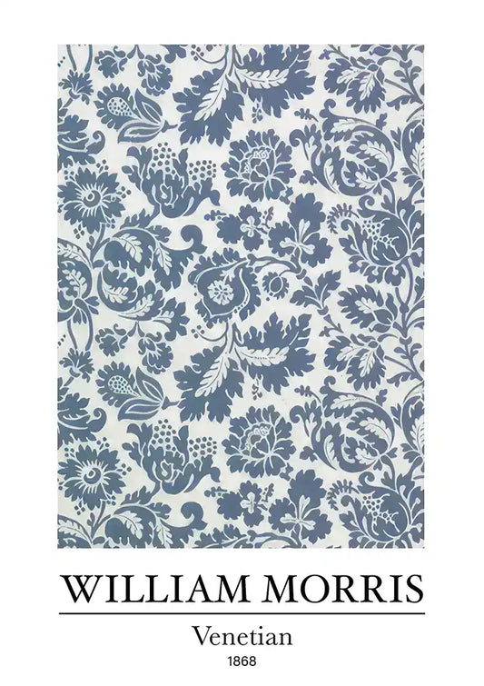 William Morris Venetian canvas schilderij in blauw en wit