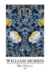 William Morris Blaue Blumen Weiße Gelbe Blumen Dunkelblaues Gemälde