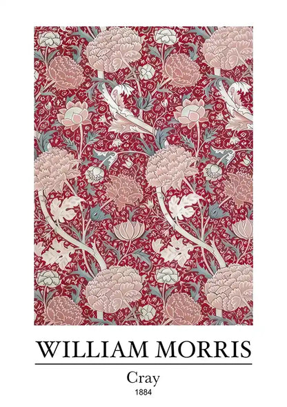 William Morris Cray Rosa Beige Blumen auf Rot Gemälde