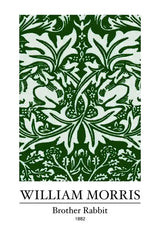 William Morris Brother Rabbit Donkergroen Wit Botanisch Patroon Canvas Schilderij