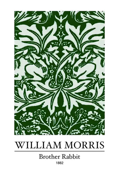 William Morris Brother Rabbit Dunkelgrün Weiß Botanisches Muster Gemälde