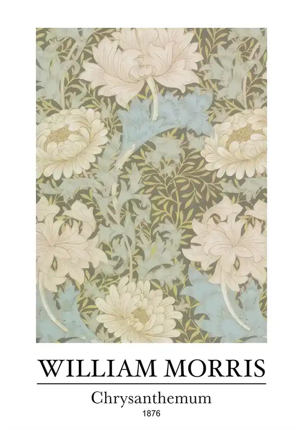 William Morris Chrysanthemum Pastelkleuren Bloemenpatroon Schilderij