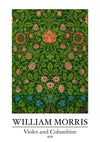William Morris Veilchen und Akelei Dunkelgrüne Rote Blaue Blumen Gemälde
