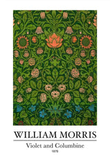 William Morris Violet i Columbine Ciemnozielone, Czerwone, Niebieskie Kwiaty Na Obraz na płótnie