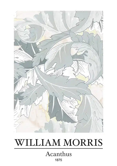 William Morris Akanthus Hellgrau Hellblau Blätter Botanische Leinwandmalerei