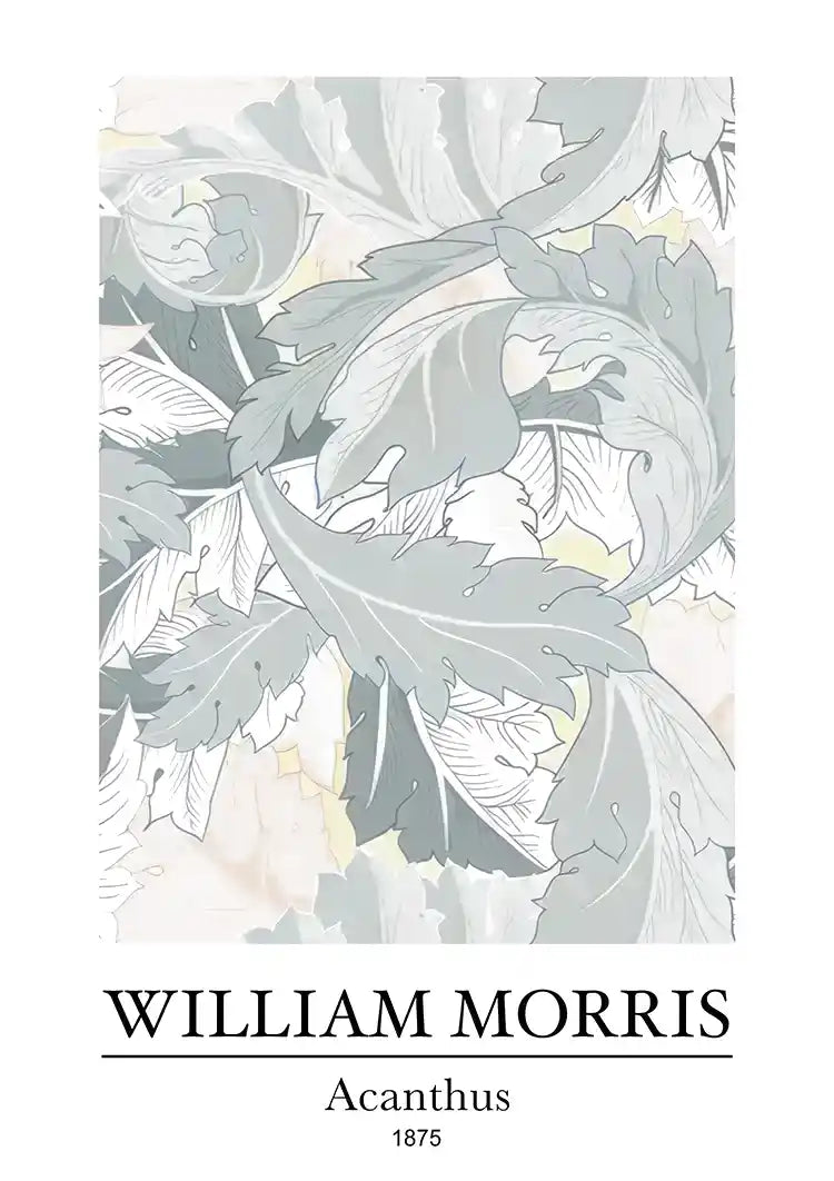 William Morris Acanthus Bladeren Grijs Groen Pasteltinten Botanisch Kunst Schilderij