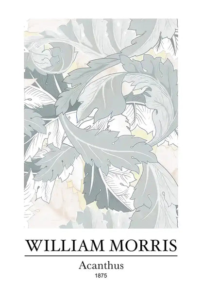 William Morris Acanthus Bladeren Grijs Groen Pasteltinten Botanisch Kunst Schilderij