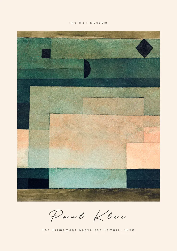 Klee Pfirsichrosa Blöcke Geometrisch Grün Blau Creme Abstraktes Gemälde