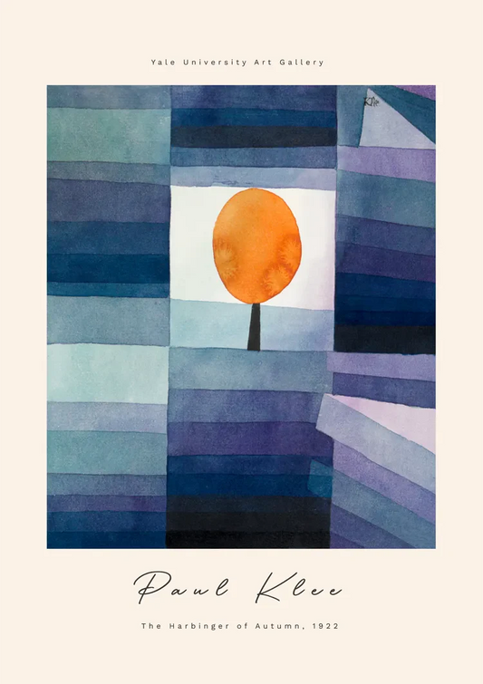 Voorbode van de herfst canvas schilderij in oranje en blauw, expressionistisch