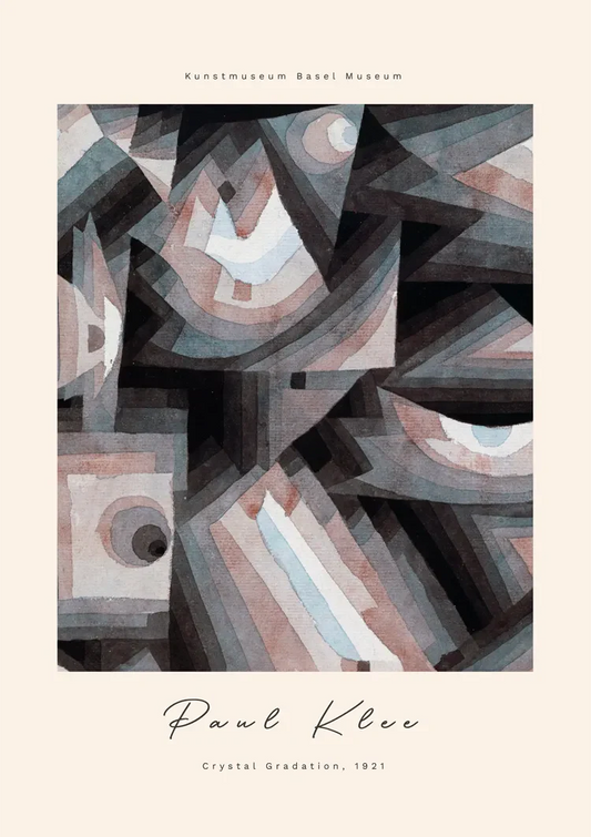 Vormen van Paul Klee canvas schilderij in grijs, blauw en roze, geometrisch en kubistisch