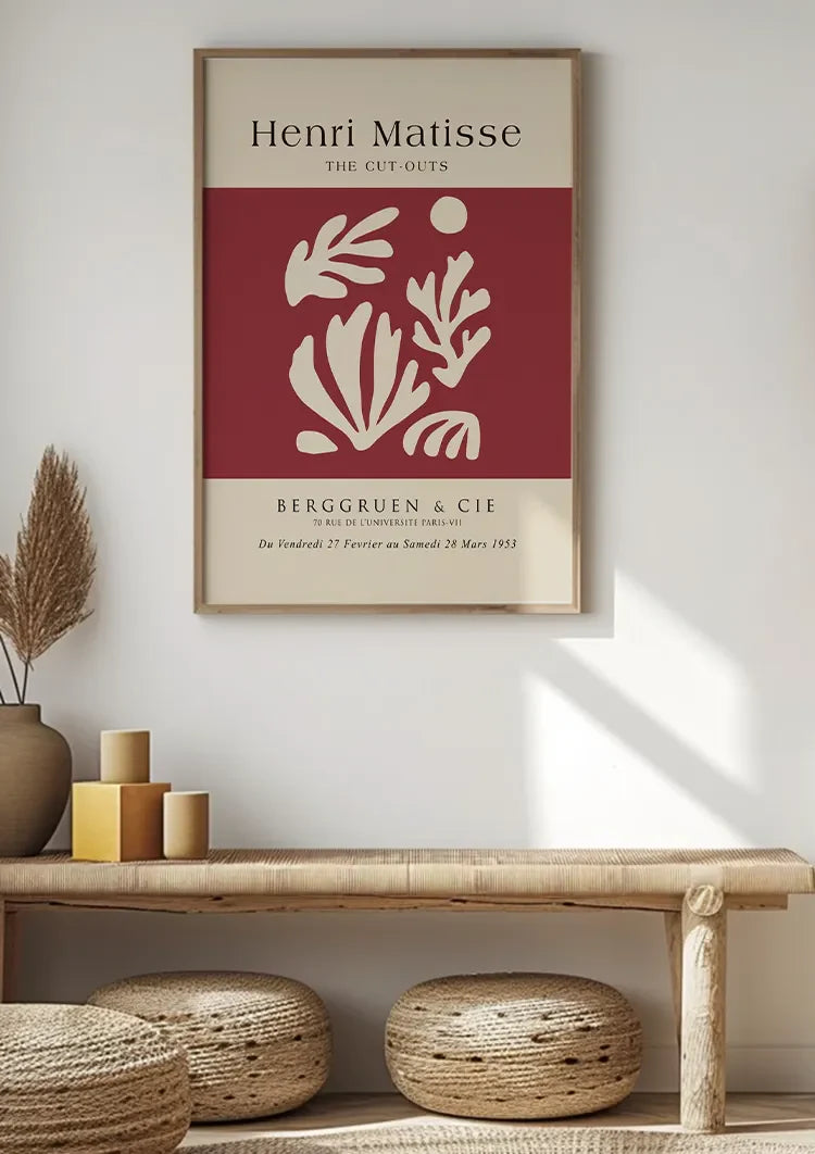 H. Matisse Abstracte Bladvormen Wit Rood Berggruen Galerie Poster Schilderij