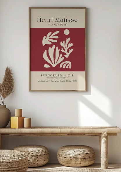 H. Matisse Abstracte Bladvormen Wit Rood Berggruen Galerie Poster Schilderij