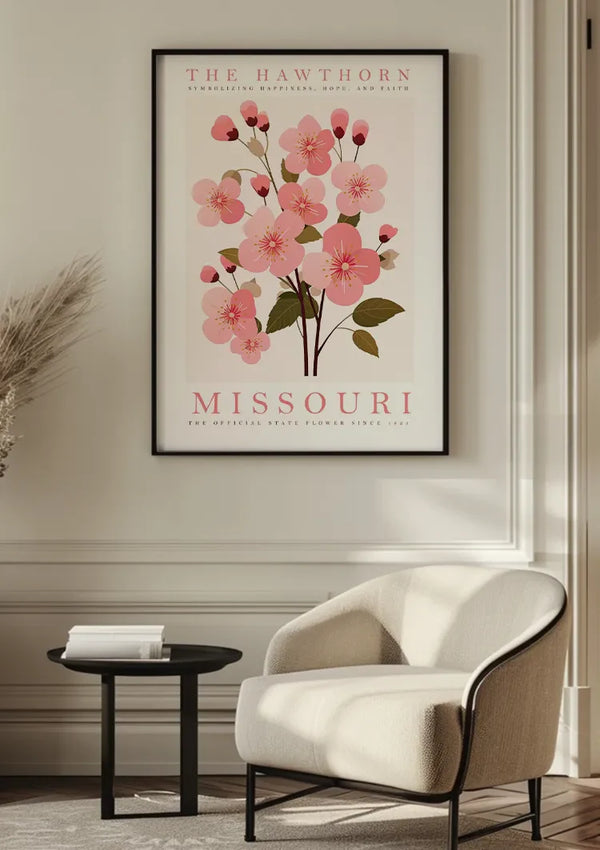 Roze Meidoorn Bloesem Missouri Botanische Poster Schilderij