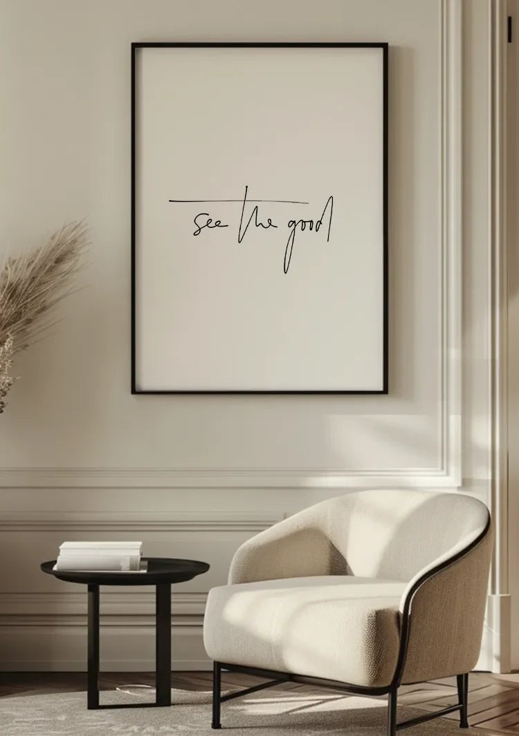 See The Good Motiverende Tekst Minimalistisch Wit Schilderij