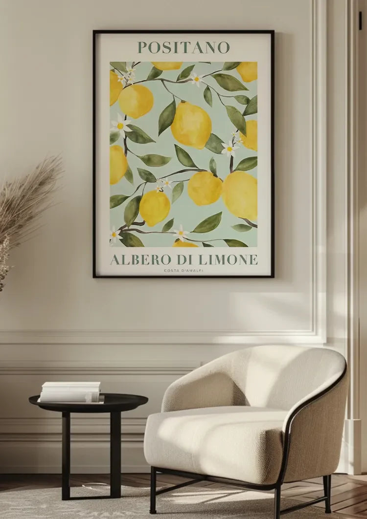 Positano Citroenboom Amalfikust Mediterraan Zomer Poster Schilderij