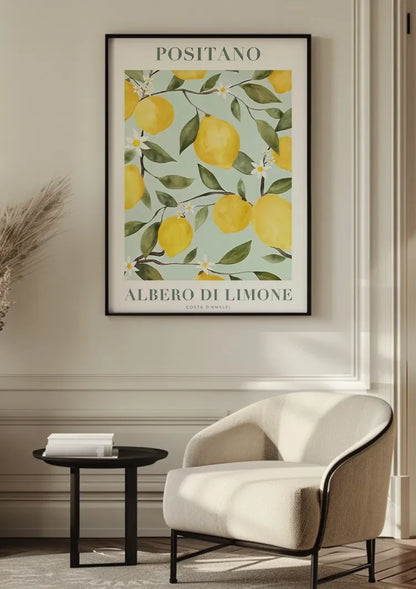 Positano Citroenboom Amalfikust Mediterraan Zomer Poster Schilderij