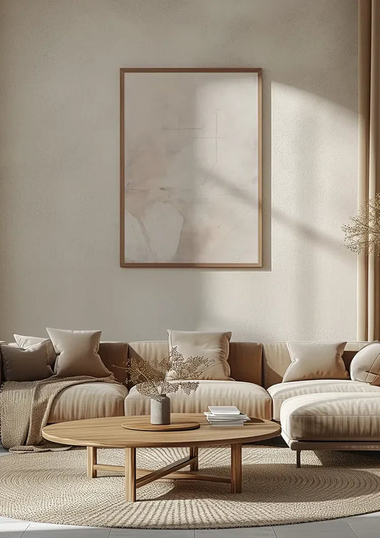 Minimalistisch marmer canvas schilderij aan de muur boven het bed in de slaapkamer
