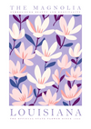 Louisiana Magnolia Botanical Purple Flowers Poster Painting