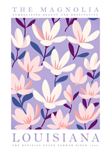 Luizjana Magnolia Botaniczne fioletowe kwiaty Plakat na Obraz na płótnie