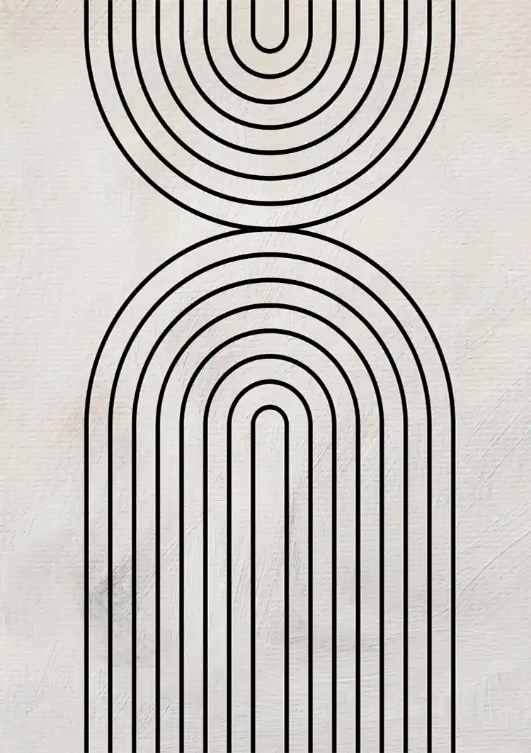 Schwarze Bogenformen Strichzeichnung Geometrisch Minimalistisch Abstrakt Gemälde