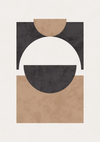 Black Square Circle Beige Half Circle Geometric Abstract Painting