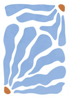 Blue Abstract Organic Shapes White Background Minimalist Painting