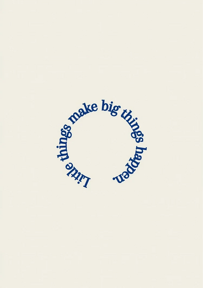 Kleinigkeiten inspirierendes Zitat Kreis Blau Beige Text Bild