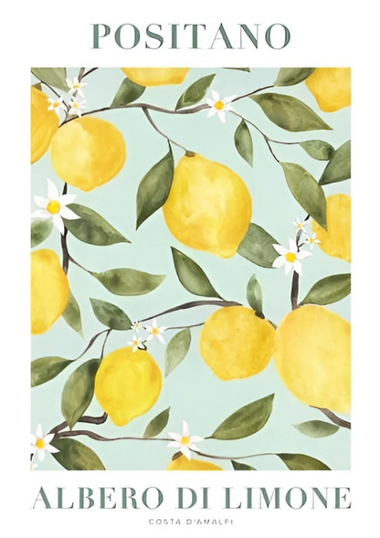 Positano Citroenboom Amalfikust Mediterraan Zomer Poster Schilderij