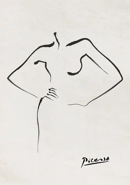 Abstracte Vrouw Figuur Minimalistische Lijntekening Picasso Stijl Schilderij