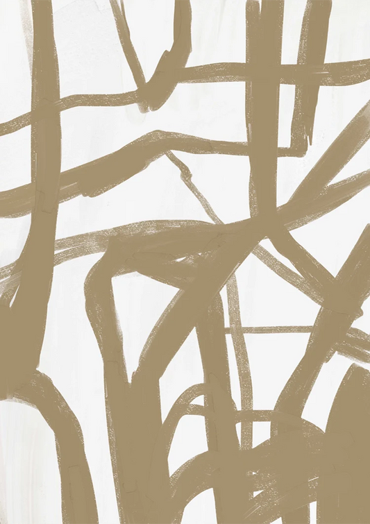 Braune Wellenlinien auf weißem Hintergrund Abstraktes Gemälde