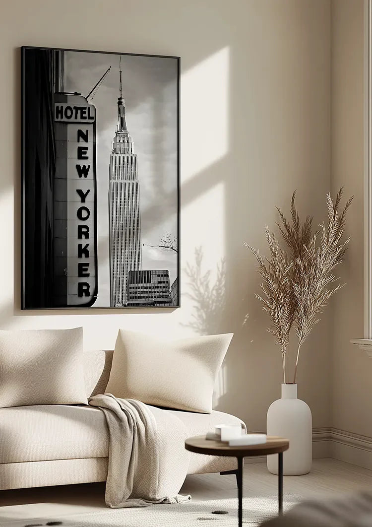 Empire State Building Hotel New Yorker New York Schwarz-Weiß-Fotografie Gemälde
