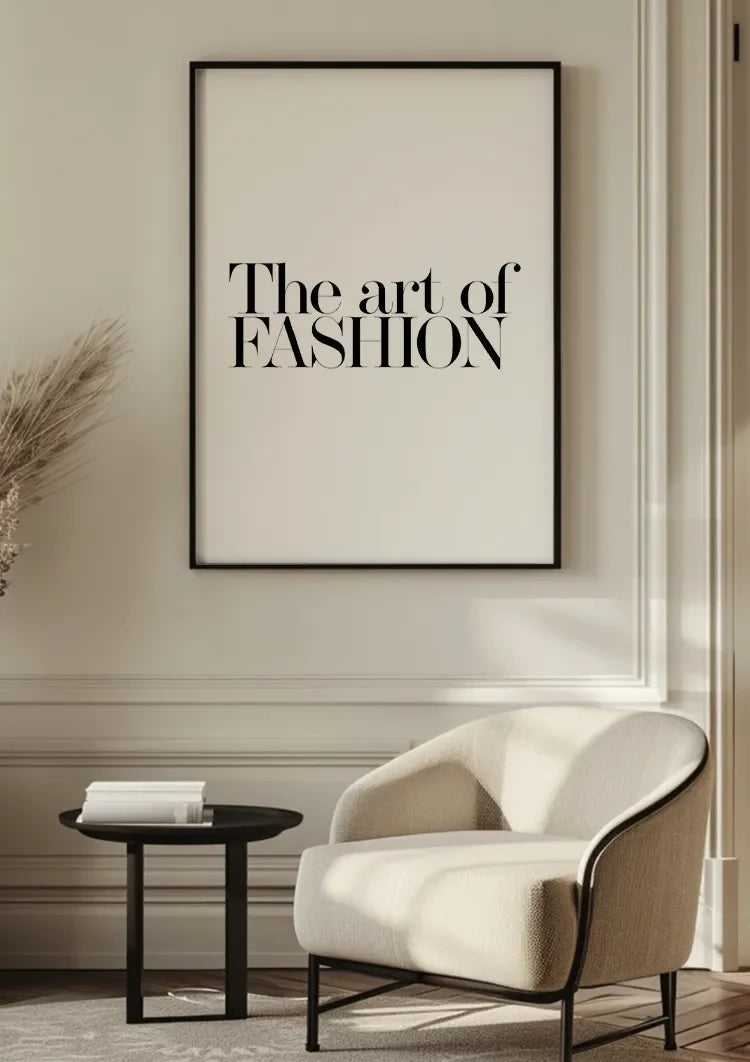 Die Kunst der Mode Text Typografie Schwarz-Weiß Minimalistisches Gemälde